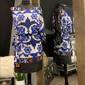 Black and Blue one shoulder dress